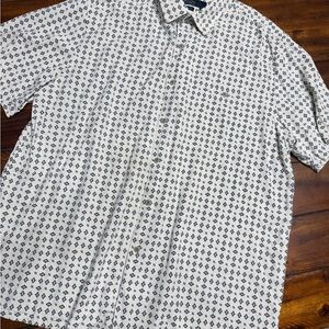 Silk Men's White and Black Patterned Shirt